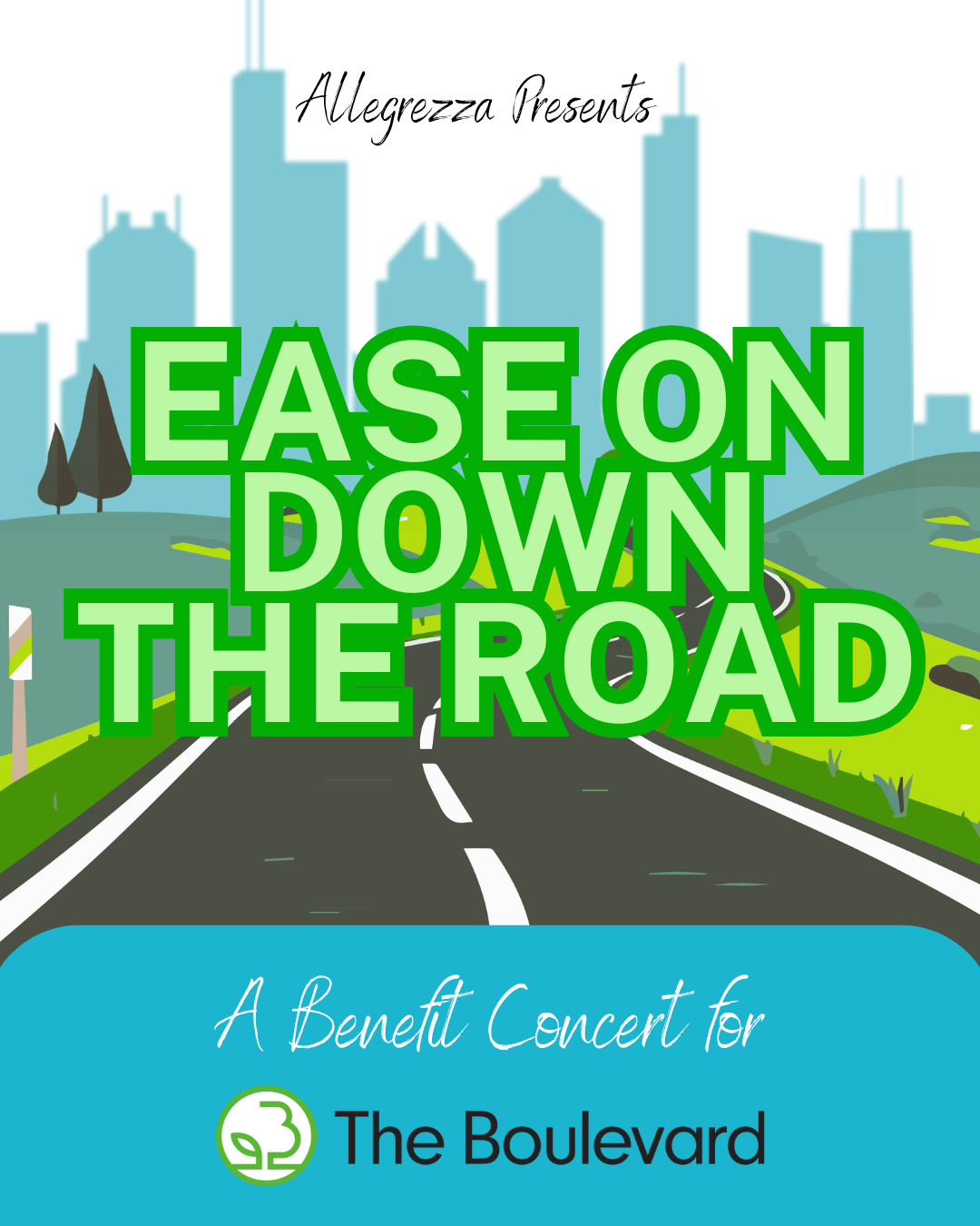 Join Allegrezza Singers for an uplifting musical journey: "Ease on Down the Road" – a benefit concert for The Boulevard of Chicago, The Road to Health and Home. This captivating concert will celebrate the diverse experiences, connections and stories that shape life's journey. Let the music move you, and help make a difference!